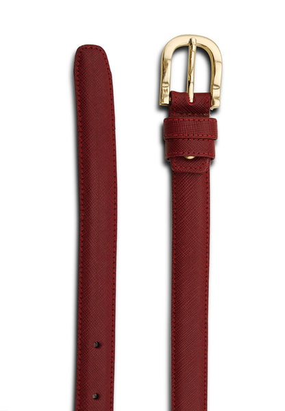 Saffiano Leather Girl’s Skinny Belt - Cherry Red - Assembly Artisans Co.,Ltd.