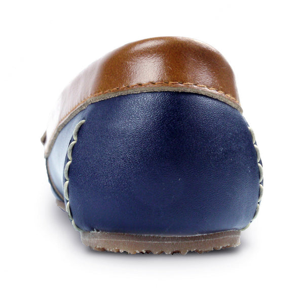 Suede Flip Leather Moccasin Bicolor Navy Beige - Assembly Artisans Co.,Ltd.