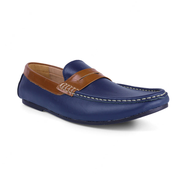 Bicolor Leather Loafer Navy Beige - Assembly Artisans Co.,Ltd.