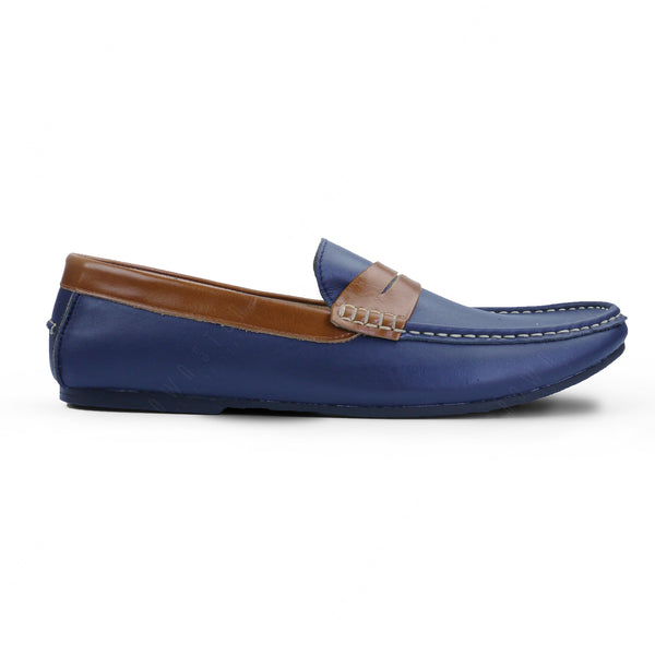 Bicolor Leather Loafer Navy Beige - Assembly Artisans Co.,Ltd.
