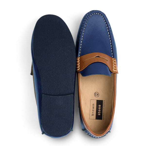 Bicolor Leather Loafer Navy Beige - Assembly Artisans Co.,Ltd.