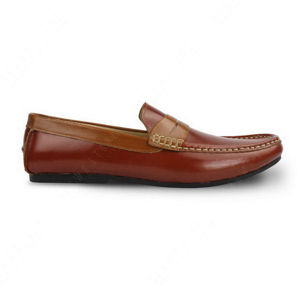 Bicolor Leather Penny Loafer Tan an Beige - Assembly Artisans Co.,Ltd.