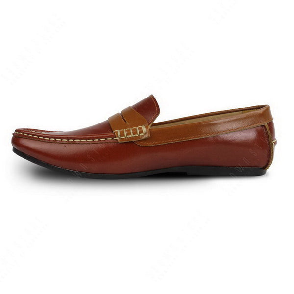 Bicolor Leather Penny Loafer Tan an Beige - Assembly Artisans Co.,Ltd.