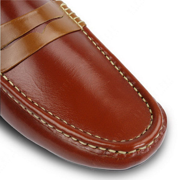 Bicolor Leather Penny Loafer Tan an Beige - Assembly Artisans Co.,Ltd.