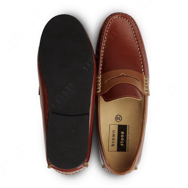 Bicolor Leather Penny Loafer Tan an Beige - Assembly Artisans Co.,Ltd.