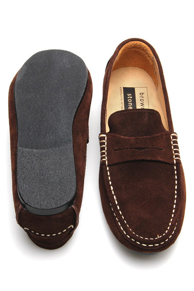 Penny Leather Loafer Suede Raw Dark Brown - Assembly Artisans Co.,Ltd.