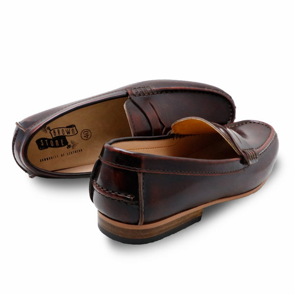 Penny Leather Loafer European Brush Off Burgundy - Assembly Artisans Co.,Ltd.