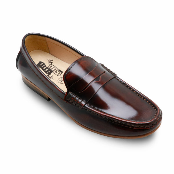 Penny Leather Loafer European Brush Off Burgundy - Assembly Artisans Co.,Ltd.
