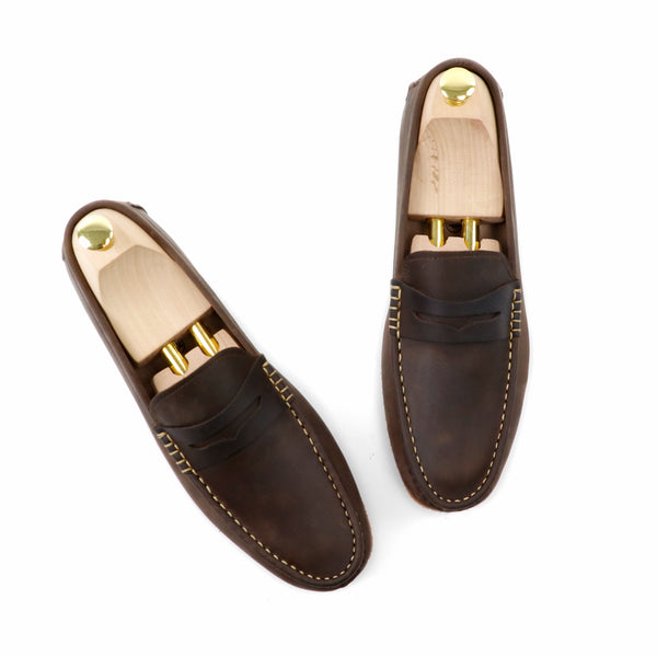 Penny Loafer Dark Natural Nubuck - Assembly Artisans Co.,Ltd.