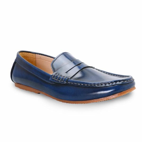 Penny Leather Loafer European Brush Off Bezel Blue - Assembly Artisans Co.,Ltd.