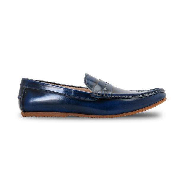 Penny Leather Loafer European Brush Off Bezel Blue - Assembly Artisans Co.,Ltd.