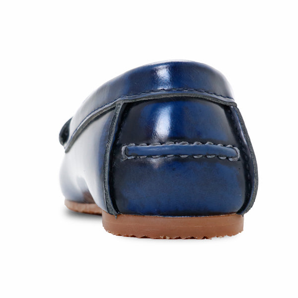 Penny Leather Loafer European Brush Off Bezel Blue - Assembly Artisans Co.,Ltd.