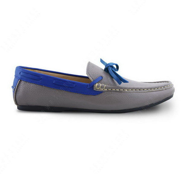 Bicolor Leather Lace Loafer Stone Grey and Indigo Blue - Assembly Artisans Co.,Ltd.