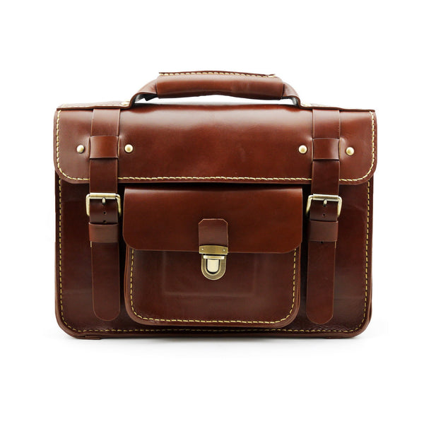 Brown Stone Leather Bag Japanese Large Satchel Natural Tan - Assembly Artisans Co.,Ltd.