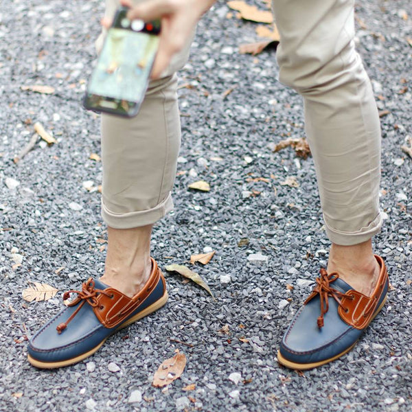 The Punter's Boat Shoes - Navy and Beige - Assembly Artisans Co.,Ltd.