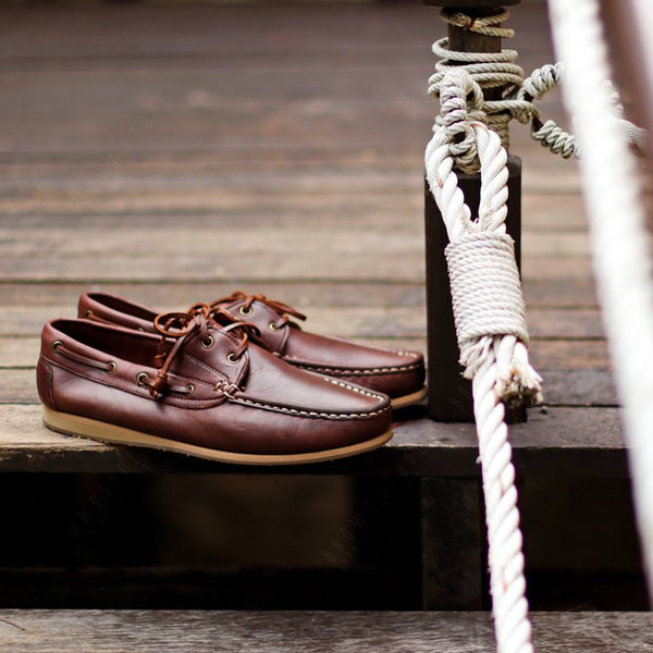 The Punter's Boat Shoes - Oil Leather Brandy Brown - Assembly Artisans Co.,Ltd.