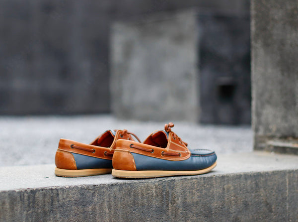 The Punter's Boat Shoes - Navy and Beige - Assembly Artisans Co.,Ltd.