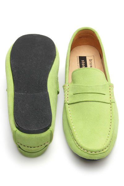 Penny Leather Loafer Suede Lemon Green - Assembly Artisans Co.,Ltd.