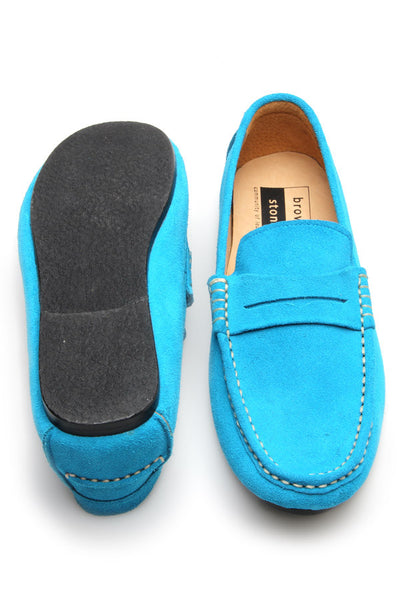 Penny Leather Loafer Suede Feel Goood Blue - Assembly Artisans Co.,Ltd.