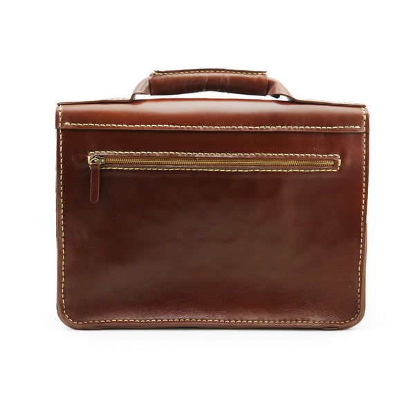 Brown Stone Leather Bag Japanese Large Satchel Natural Tan - Assembly Artisans Co.,Ltd.