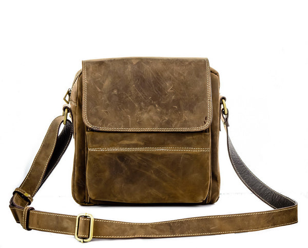 Brown Stone Messenger Leather Bag Twenty Six Square - Oil Nubuck - Assembly Artisans Co.,Ltd.