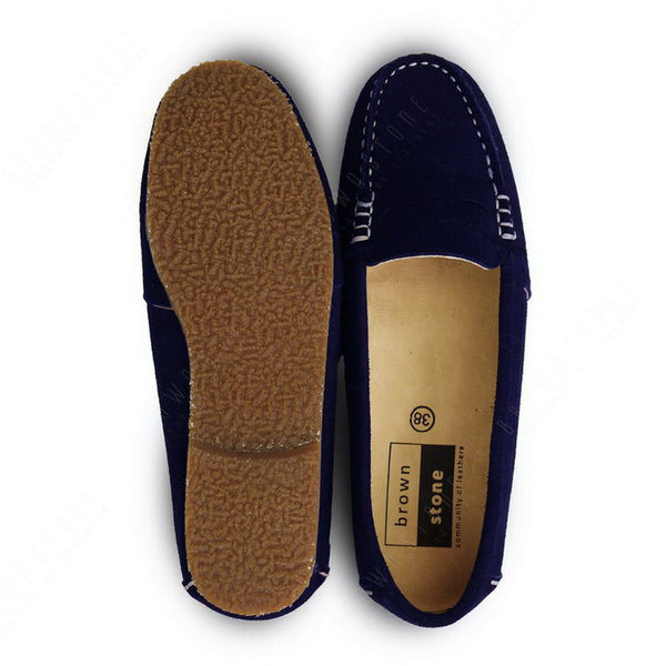Penny Leather Moccasin Suede Navy Blue - Assembly Artisans Co.,Ltd.