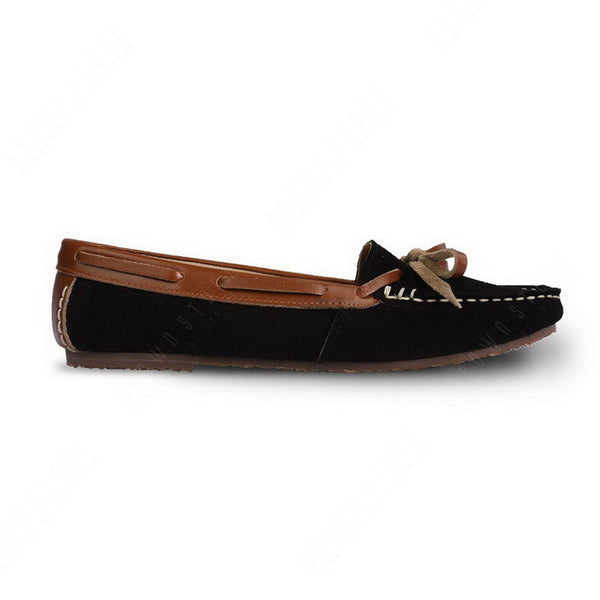 Bicolor Leather Lace Moccasin Suede Black and Beige - Assembly Artisans Co.,Ltd.