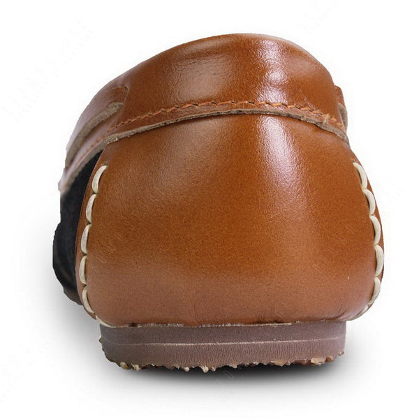 Bicolor Leather Lace Moccasin Suede Black and Beige - Assembly Artisans Co.,Ltd.