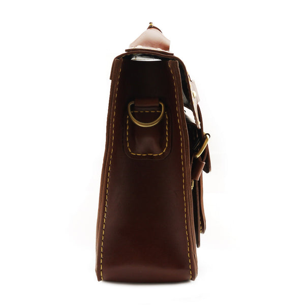 Brown Stone Leather Bag Japanese Large Satchel Natural Tan - Assembly Artisans Co.,Ltd.