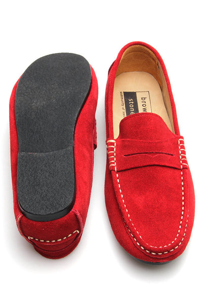 Penny Leather Loafer Suede Ruby Red - Assembly Artisans Co.,Ltd.