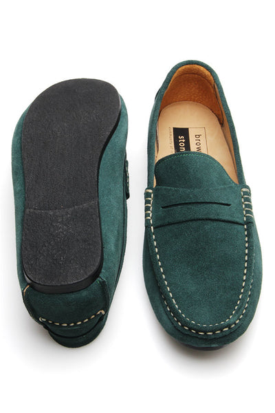 Penny Leather Loafer Suede Green Duck Head - Assembly Artisans Co.,Ltd.
