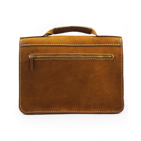Brown Stone Leather Bag Japanese Large Satchel Natural Tan Nubuck - Assembly Artisans Co.,Ltd.