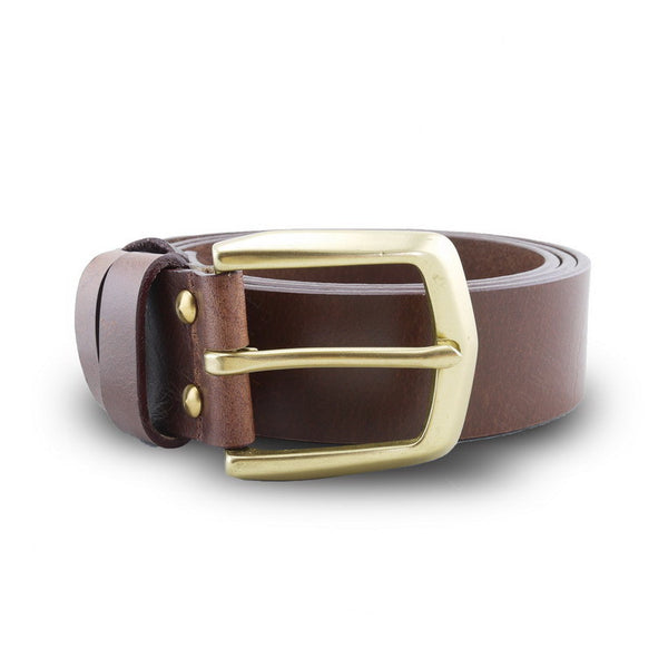 Full Grain Genuine Leather Belt - Milano Tan Belt Solid Brass Arrow Buckle - Assembly Artisans Co.,Ltd.