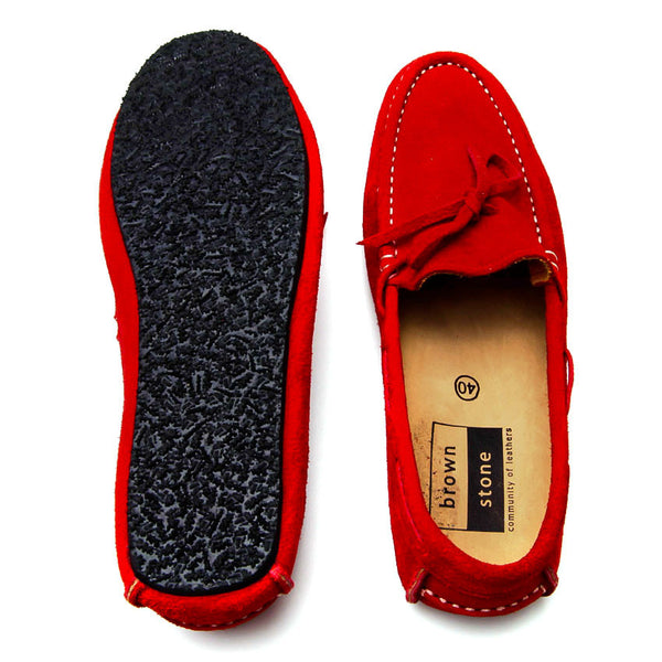 Casualist Lace Leather Loafer Suede Ruby Red - Assembly Artisans Co.,Ltd.
