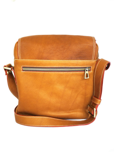Brown Stone Messenger Leather Bag Twenty Six Square Chamois - Assembly Artisans Co.,Ltd.