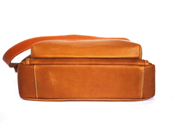 Brown Stone Messenger Leather Bag Twenty Six Square Chamois - Assembly Artisans Co.,Ltd.