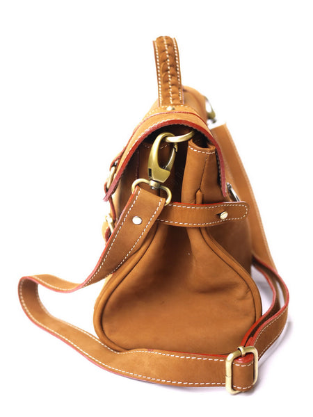 Brown Stone Leather Bag Elexa Satchel Natural Tan Nubuck - Assembly Artisans Co.,Ltd.