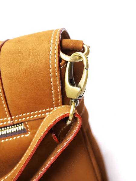 Brown Stone Leather Bag Elexa Satchel Natural Tan Nubuck - Assembly Artisans Co.,Ltd.