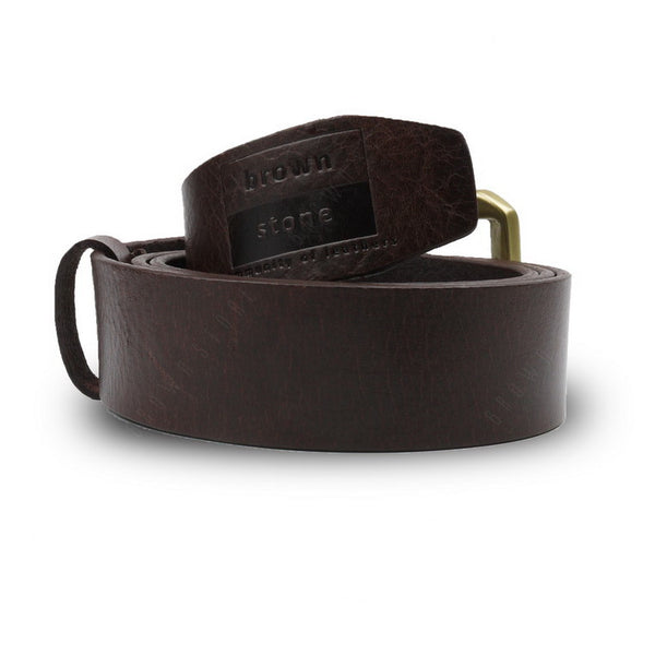 Full Grain Genuine Leather Belt - Milano Dark Brown Solid Brass PAM Buckle - Assembly Artisans Co.,Ltd.