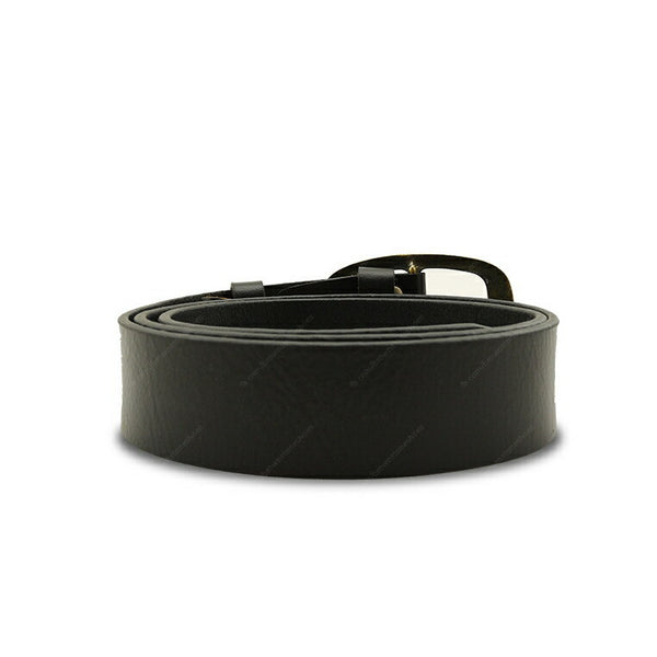 Full Grain Genuine Leather Belt City Oxford Curve Brass Buckle - Black - Assembly Artisans Co.,Ltd.