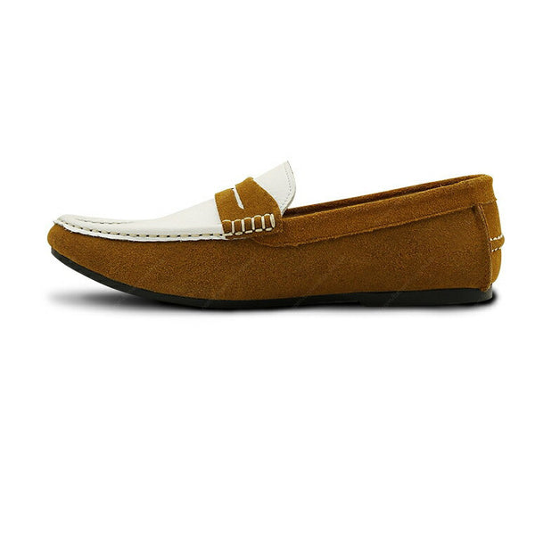 Gentle Leather Loafer Suede Tan and White - Assembly Artisans Co.,Ltd.