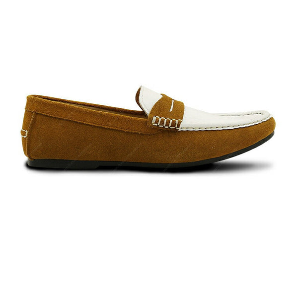 Gentle Leather Loafer Suede Tan and White - Assembly Artisans Co.,Ltd.
