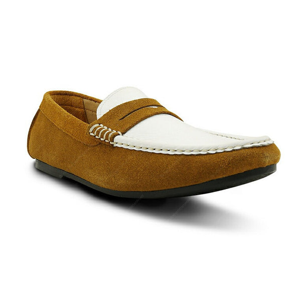Gentle Leather Loafer Suede Tan and White - Assembly Artisans Co.,Ltd.