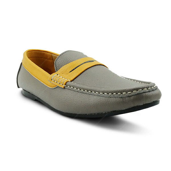 Bicolor Leather Loafer Stone Mustard - Assembly Artisans Co.,Ltd.