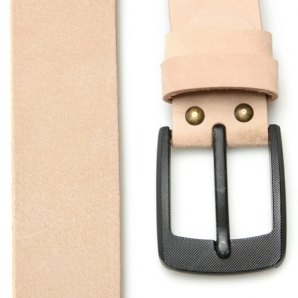 Full Grain Genuine Leather Belt Cowhide (Black Rugged Buckle) - Assembly Artisans Co.,Ltd.