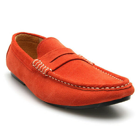 Penny Leather Loafer Suede Squeeze Orange - Assembly Artisans Co.,Ltd.
