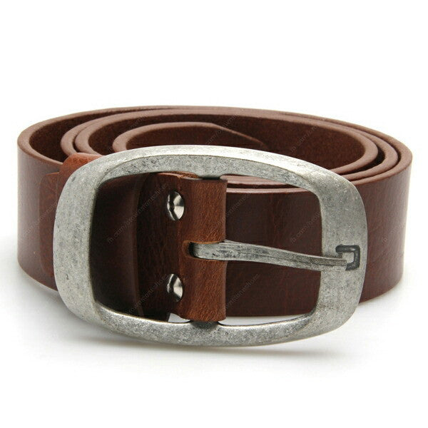Full Grain Genuine Leather Belt City Oxford Curve Tin Buckle - Brown - Assembly Artisans Co.,Ltd.