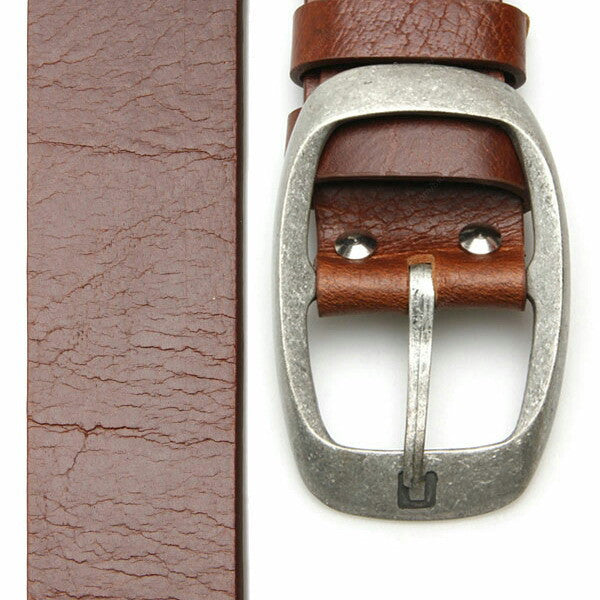 Full Grain Genuine Leather Belt City Oxford Curve Tin Buckle - Brown - Assembly Artisans Co.,Ltd.