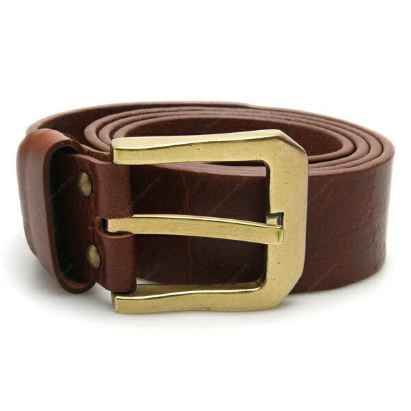 Full Grain Genuine Leather Belt - Milano PAM (Brass Buckle) - Brown - Assembly Artisans Co.,Ltd.