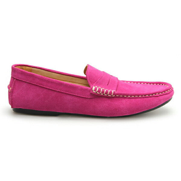 Penny Leather Loafer Suede Shocking Pink - Assembly Artisans Co.,Ltd.
